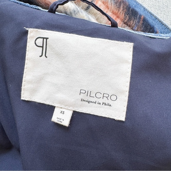 ANTHROPOLOGIE • Pilcro Plaid Denim Mix Jacket in Blue Morif - Picture 13 of 15